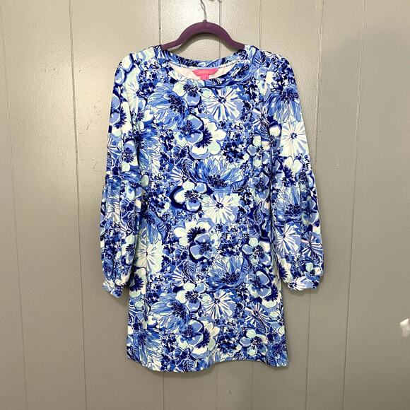 Lilly Pulitzer Coastal Blue Catch N Keep Jersey Knit Preppy Bartlett Dress S - Picture 2 of 9